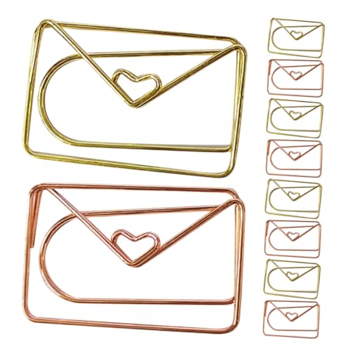 FUNNETOYU 20 Stück Niedliche Büroklammern Papierklammern in Herz und Briefumschlag Form für Bürobedarf und Kreative Projekte Robust und Ansprechend für Einladende Arbeitsatmosphäre von FUNNETOYU