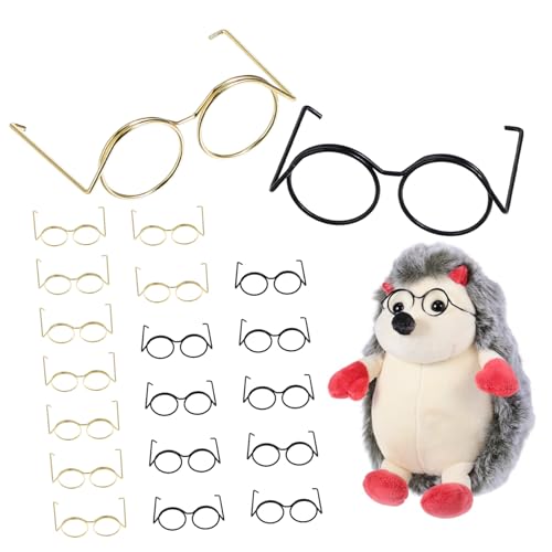 FUNNETOYU 20 Stück Teiliges Miniatur Metallbrillen Puppen Randlose Mini Brillen in Gold und Schwarz Stilvolle Puppenbrillen für Basteln DIY zubehör und Puppenkleidung von FUNNETOYU