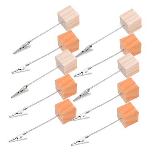 FUNNETOYU 20 Stück Teiliges Notizhalter mit Holzsockel Stabile Memo-clips mit Krokodilklemme für Tischnummern Fotohalter und Schreibtisch-notizen Natürliche Holzoptik Robust und Sicher von FUNNETOYU