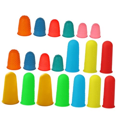 FUNNETOYU 20 Stück Teiliges Silikon Fingerschutz Rutschfest und Schnittfest Elastische Fingerlinge für Büro Handwerk und Schmuckverarbeitung Langlebig und Komfortabel Gemischte Farben von FUNNETOYU