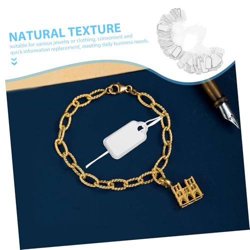 FUNNETOYU 200 Stück Schmuckanhänger mit Baumwollschnur Weiße Papieretiketten mit Silberrand Beschreibbare Preisschilder für Halsketten Armbänder und Bekleidung Leicht Langlebig und FUNNETOYU 200 Stück Schmuckanhänger mit Baumwollschnur Weiße Papieretiketten mit Silberrand Beschreibbare Preisschilder für Halsketten Armbänder und Bekleidung Leicht Langlebig und von FUNNETOYU