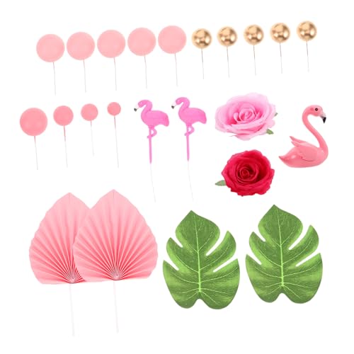 FUNNETOYU 23 Hawaiianische Flamingo-kuchendekorationen Mit Palmblättern, Rosa Papierfächern, Metallischen Kugeln Und Rosenblüten Für Tropische Geburtstagshochzeiten, Luau-partys Und FUNNETOYU 23 Hawaiianische Flamingo-kuchendekorationen Mit Palmblättern, Rosa Papierfächern, Metallischen Kugeln Und Rosenblüten Für Tropische Geburtstagshochzeiten, Luau-partys Und von FUNNETOYU