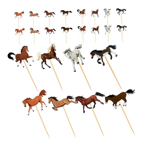 FUNNETOYU 24 Stück Teiliges Pferde Cake Topper für Geburtstagsfeier Shower Bauernhof Party Vielseitige Tier Deko Einfache Anwendung für Kuchen und Dessert Picks von FUNNETOYU
