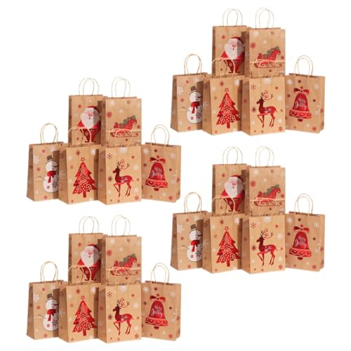 FUNNETOYU 24 Stück Weihnachtsgeschenktüten aus Kraftpapier Handliche Papiertüten für Süßigkeiten und Vielseitige Party Verpackung für Weihnachten Geburtstage und Besondere Anlässe von FUNNETOYU