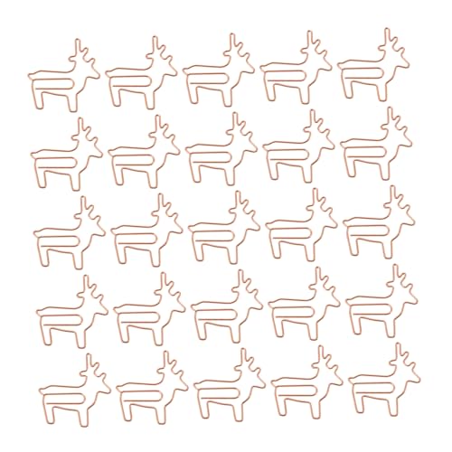 FUNNETOYU 25 Stück Tierische Lesezeichen Büroklammern Kreative Roségoldene Clips im Niedlichen Reh Design für Notizen Karten und Bücher für Büro und Schule von FUNNETOYU