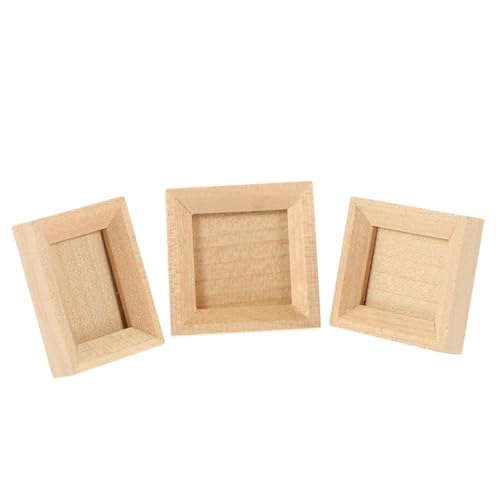 FUNNETOYU 3 Stück Miniatur Bilderrahmen für Puppenhaus Teiliges aus Holz DIY Zubehör für Kreative Mini Landschaften zur Verschönerung von Kinderzimmern und Puppenhäusern von FUNNETOYU