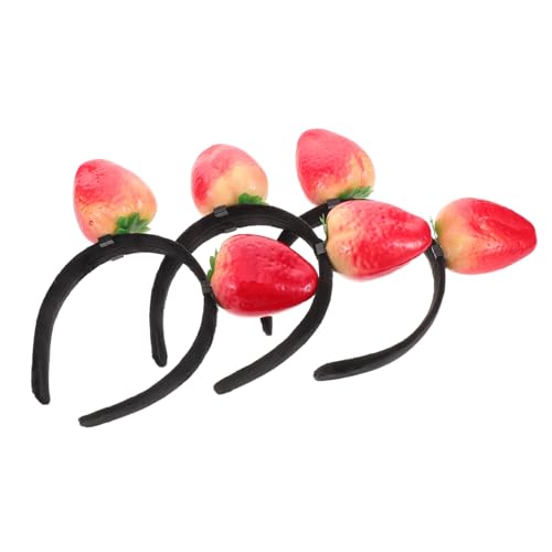 FUNNETOYU 3 Stück Stirnband mit Doppelseitigen Realistischen Erdbeer Applikationen Flexibler Kunststoff Haarreif für Themenpartys Halloween und Geburtstagsfeiern Lustiges Party Accessoire von FUNNETOYU