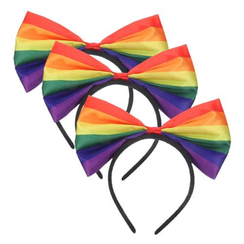 FUNNETOYU 3 Stück Teiliges Bunte Haarreifen mit Schleife Leichte Regenbogen Stirnbänder für Damen und Mädchen Gestreifte Kopfaccessoires für Alltag Partys und Festliche Anlässe von FUNNETOYU