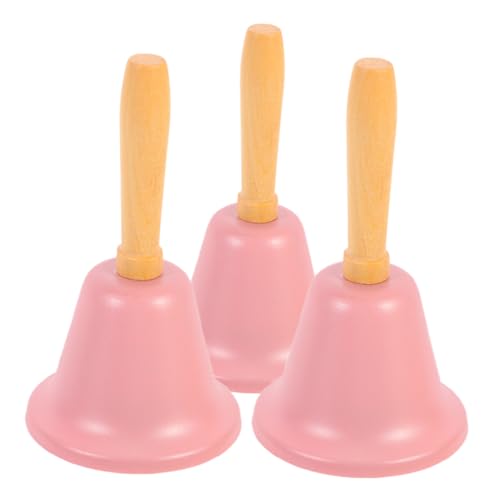 FUNNETOYU 3 Stück Teiliges Handglocken aus Metall mit Holzgriff Laute Serviceglocke für Klassenzimmer Restaurants und Hochzeiten Langlebig und Tragbar von FUNNETOYU