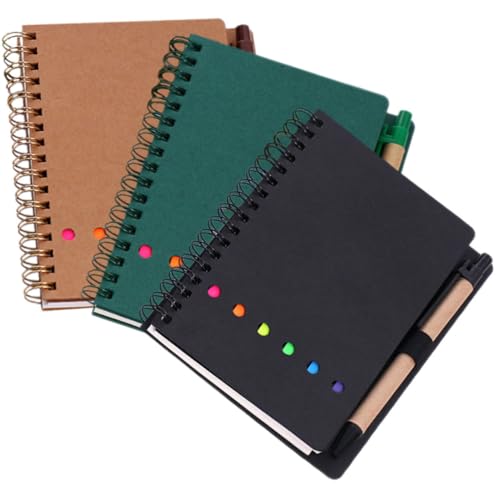 FUNNETOYU 3 Stück Teiliges Spiral Notizblock Kleines Agenda Notizbuch mit Haftnotizen Handliches Planer Notizheft für Büro Schule Alltag in Grün Schwarz Braun FUNNETOYU 3 Stück Teiliges Spiral Notizblock Kleines Agenda Notizbuch mit Haftnotizen Handliches Planer Notizheft für Büro Schule Alltag in Grün Schwarz Braun von FUNNETOYU