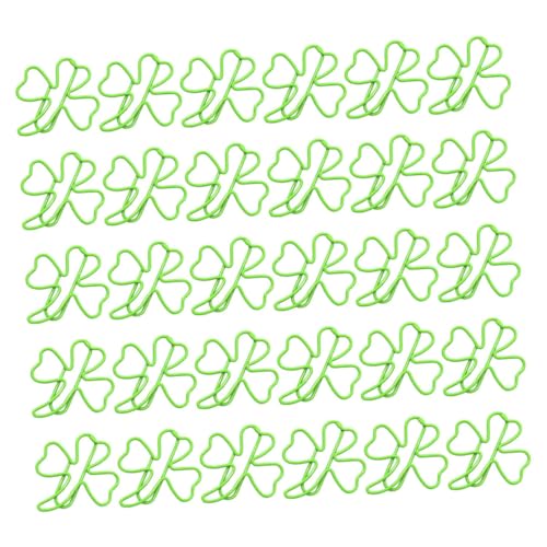 FUNNETOYU 30 Stück Büroklammer aus Kleeblatt bürodekoration Papierklammern Büromaterialien süße Büroklammern Aktenklammern Clip Büroklammer-Lesezeichen Aktenordner Büroklammern Plastik Green von FUNNETOYU