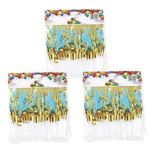 FUNNETOYU 30 Stück Drachenblasenpapier Quasten Party bläst Hörner Party-Krachmacher Partypfeife Jubelnde Requisiten Quaste weht prop Jubelpfiffe Quaste bläst Pfeife Blau von FUNNETOYU