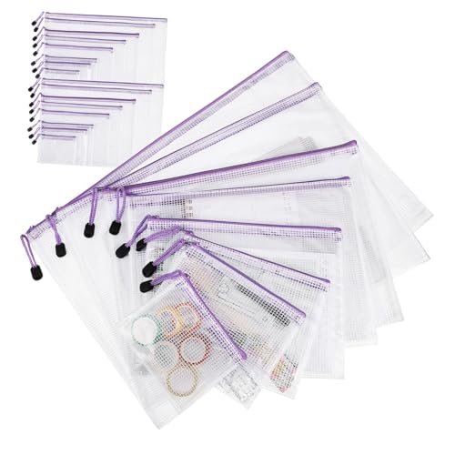 FUNNETOYU 32 Stück Teiliges Transparente Mesh Zipper Beutel mit Violettem Reißverschluss und Weißem Netz Verschiedene Leicht Langlebig für Büro und Klassenzimmer Organisation FUNNETOYU 32 Stück Teiliges Transparente Mesh Zipper Beutel mit Violettem Reißverschluss und Weißem Netz Verschiedene Leicht Langlebig für Büro und Klassenzimmer Organisation von FUNNETOYU