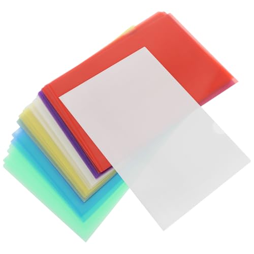 FUNNETOYU 36 Stück Teiliges Förmiges Ordnerset Klarsichtmappen Rot Gelb Grün Blau Transparent und für Büro und Schule zur Organisation von Dokumenten Leicht und Tragbar von FUNNETOYU
