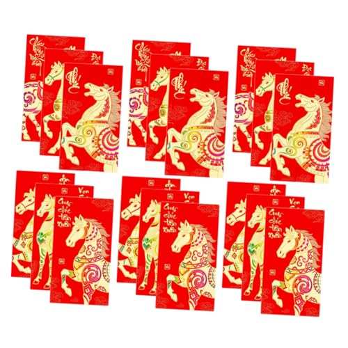 FUNNETOYU 36 Stück Teiliges Rote Umschläge Pferdejahr mit Großem Fassungsvermögen Traditionelle Chinesische Hongbao für Frühlingsfest Hochzeit Geburtstag Geschenkumschläge aus Hochwertigem von FUNNETOYU