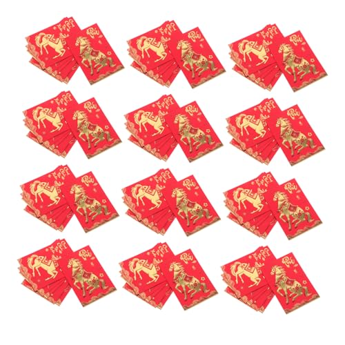 FUNNETOYU 360 Stück Chinesische Neujahrsumschläge Jahr Des Pferdes Rote Umschläge mit Vietnamesischer Beschriftung für Lunar Year Langlebiges Papier Faltenfreier Geldhalter Frühlingsfest von FUNNETOYU