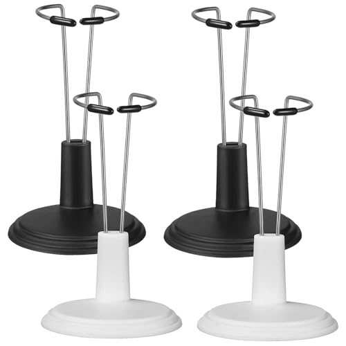 FUNNETOYU 4 Stück Puppenständer Höhe Verstellbare Halterungen Doll Support Racks in Schwarz und Weiß für Puppen und Actionfiguren für Schaufenster Shop und Heimdekoration von FUNNETOYU