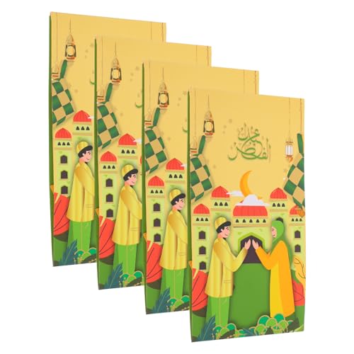 FUNNETOYU 4 Stück Rote Umschläge Für Eid Festival Eid-cash-umschläge Festival-umschlag Grußkarten Tasche Eid-grußumschläge Eid Mubarak Umschlag Tasche Für Eid-grußkarten Briefumschlag Papier von FUNNETOYU
