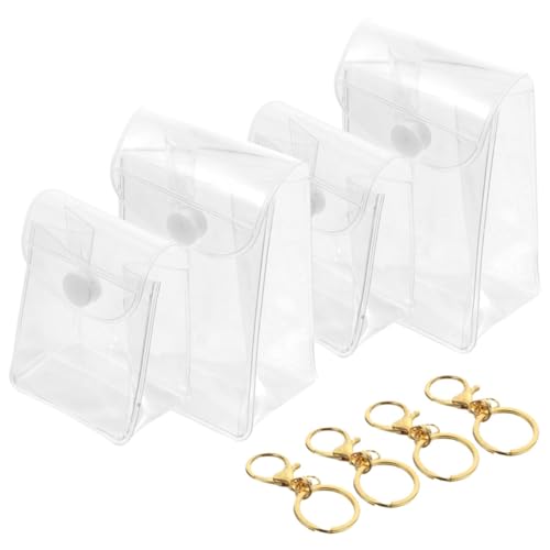 FUNNETOYU 4 Stück Teiliges Transparentes Mini Aufbewahrungsset mit Schlüsselanhänger Tragbare Doll Collection Box und Figurine Holder als Women Coin Purse und Dekorativer FUNNETOYU 4 Stück Teiliges Transparentes Mini Aufbewahrungsset mit Schlüsselanhänger Tragbare Doll Collection Box und Figurine Holder als Women Coin Purse und Dekorativer von FUNNETOYU