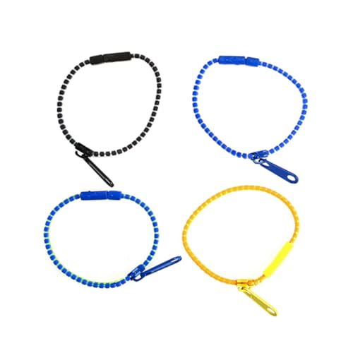 FUNNETOYU 4 Stück Teiliges Zweifarbiges Reißverschluss Armband Modisches Freundschaftsarmband für Frauen Stressabbauendes Zappelspielzeug Bunte Partyaccessoires Zufällige von FUNNETOYU