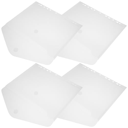 FUNNETOYU 4Stücke Dokumentenmappen mit Aufkleberknopf Transparente Aktentaschen für Bürobedarf Vielseitige Aufbewahrungstaschen für Quittungen Notizen und von FUNNETOYU