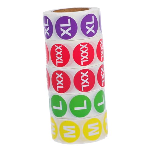 FUNNETOYU 5 Rollen Mehrfarbige Rund Größenaufkleber Etiketten pro Hochklebend Größensticker für Kleidung Aufkleber S bis Xxxl Textil Aufkleber Kleideretiketten FUNNETOYU 5 Rollen Mehrfarbige Rund Größenaufkleber Etiketten pro Hochklebend Größensticker für Kleidung Aufkleber S bis Xxxl Textil Aufkleber Kleideretiketten von FUNNETOYU