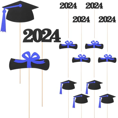 FUNNETOYU 5 Satz Abschlussvasendekoration Graduierung Vase Herzlichen Glückwunsch, Absolvent, Cupcake-Topper Abschlussfeier Dekoration Tischdekoration Abschlussfeier Partyzubehör Holz von FUNNETOYU