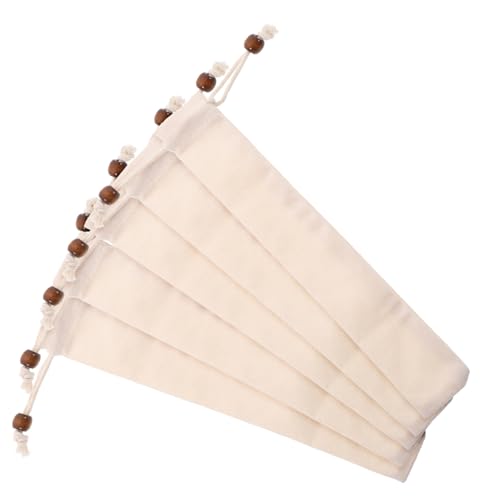 FUNNETOYU 5 Stück Teiliges Bestecktaschen aus Robustem Baumwollstoff mit Kordelzug Tragbare Stoffbeutel für Löffel Messer und Essstäbchen Kompakt Wiederverwendbar als für Unterwegs von FUNNETOYU