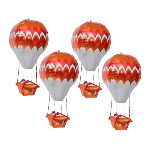 FUNNETOYU 5 Stück Teiliges Heißluftballon Folienballons aus Aluminiumfolie Aluminiumfilm Luftballons in Orange weiß für Geburtstagsparty Kinderfreundliche Partydeko Langlebig und Luftdicht von FUNNETOYU