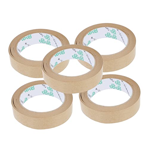 FUNNETOYU 5 Stück Teiliges Umweltfreundliches Kraftpapier Klebeband Wasserfrei Stark Haftend Vielseitig für Verpackung Kartonversand und Bastelbedarf von FUNNETOYU