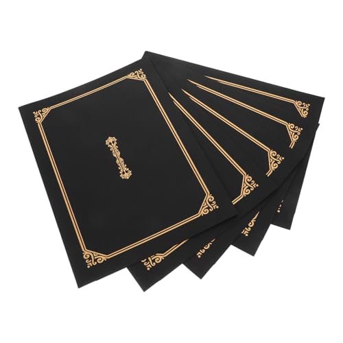 FUNNETOYU 5 Stück Urkundenmappe mit Goldprägung Zertifikat Halter für Abschlusszeugnisse und Dokumente Elegante Schutzhüllen für Feierliche Anlässe Schwarz Gold von FUNNETOYU