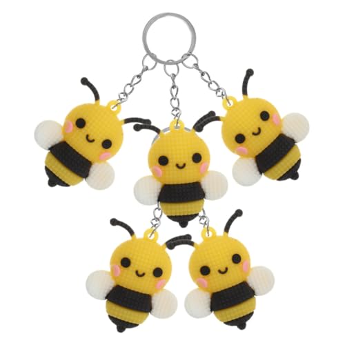 FUNNETOYU 5 Stück kleiner bienenanhänger Party Schlüsselanhänger süß Kind Karikatur Plüsch Neuheit Schlüsselanhänger Cartoon -Schlüsselbund Schlüsselanhänger Bienen Schlüsselkette PVC Gelb von FUNNETOYU