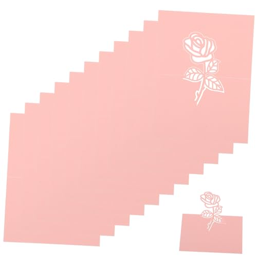 FUNNETOYU 50 Stück Teiliges Hochzeit Tischkarten mit Eleganten Rosafarbenen Perlmutt Finish und Filigranen Rosenmuster Romantische Platzkarten für Gästeempfang und Festliche Sitzordnung von FUNNETOYU