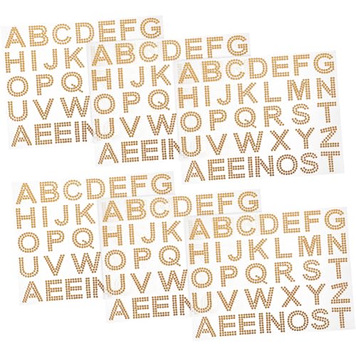FUNNETOYU 6 Blätter Acryl Strass Sticker DIY Selbstklebend Flexibel Zuschneidbar Glänzend Goldfarbene Schmucksteine für Basteln Kleidung Taschen Handyhüllen und Kreative Dekoration von FUNNETOYU