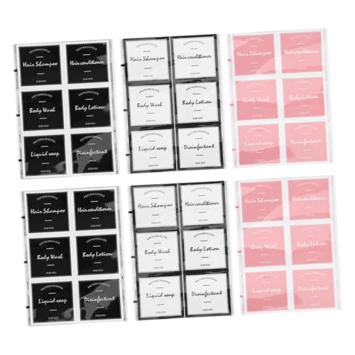 FUNNETOYU 6 Blätter Badetiketten Bögen für Shampoo Conditioner Lotion und Handseife Ablösbare Aufkleber für Flaschen und Behälter Wasserfeste Badezimmerlabels zur Schnellen von FUNNETOYU