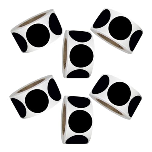 FUNNETOYU 6 Rollen Schwarze Wasserdichte Beschreibbare PVC Aufkleber Rund mit Etiketten Selbstklebende Organisationsetiketten für Lager Büro Sichtbare Farbcodierung FUNNETOYU 6 Rollen Schwarze Wasserdichte Beschreibbare PVC Aufkleber Rund mit Etiketten Selbstklebende Organisationsetiketten für Lager Büro Sichtbare Farbcodierung von FUNNETOYU