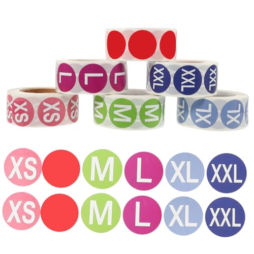 FUNNETOYU 6 Rollen Selbstklebende Runde Kleidung Größenetiketten Farbige Größenaufkleber Shirts und Bekleidung Auffällige Klebeetiketten zur Einfachen Größenkennzeichnung Zufällige Farbe FUNNETOYU 6 Rollen Selbstklebende Runde Kleidung Größenetiketten Farbige Größenaufkleber Shirts und Bekleidung Auffällige Klebeetiketten zur Einfachen Größenkennzeichnung Zufällige Farbe von FUNNETOYU