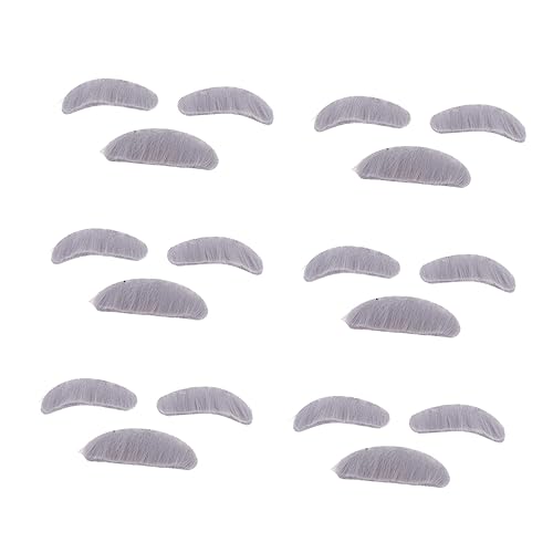 FUNNETOYU 6 Sätze Teiliges Set Selbstklebende Graue Fake Augenbrauen und Schnurrbart Realistische Cosplay Requisite für Halloween Kostüm Karneval Verkleidung Älterer Menschen Hautfreundlich von FUNNETOYU