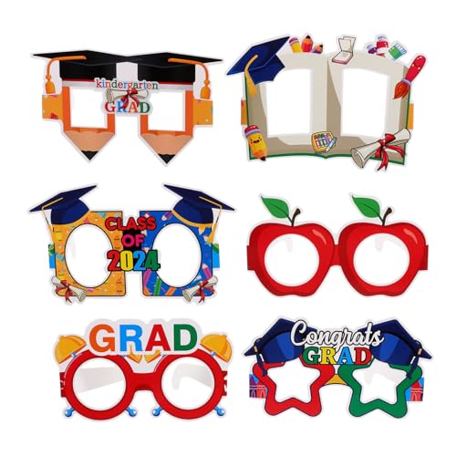 FUNNETOYU 6 Stück Abschlussfeier-Brille Kindergarten-Abschlussbrille Party Gläser Requisiten für die Abschlussfeier Brillenfassungen für den Abschluss Abschlussbrillen Requisiten Papier von FUNNETOYU