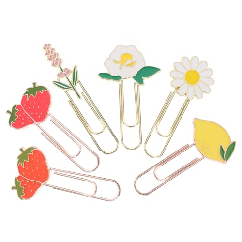 FUNNETOYU 6 Stück Kreative Kleine Büroklammern aus Metall in Früchte und Blumenform Langlebige Rostfreie Paperclips zum Fixieren von Dokumenten Notizen Fotos Praktische Büro und FUNNETOYU 6 Stück Kreative Kleine Büroklammern aus Metall in Früchte und Blumenform Langlebige Rostfreie Paperclips zum Fixieren von Dokumenten Notizen Fotos Praktische Büro und von FUNNETOYU