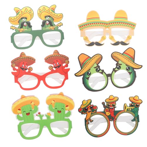 FUNNETOYU 6 Stück Mexikanische Gläser Party mexikanische Urlaubspapierfoto Requisite karneval brille mexikanische geschmückte Brille Gläser im mexikanischen Stil Festival Brille von FUNNETOYU