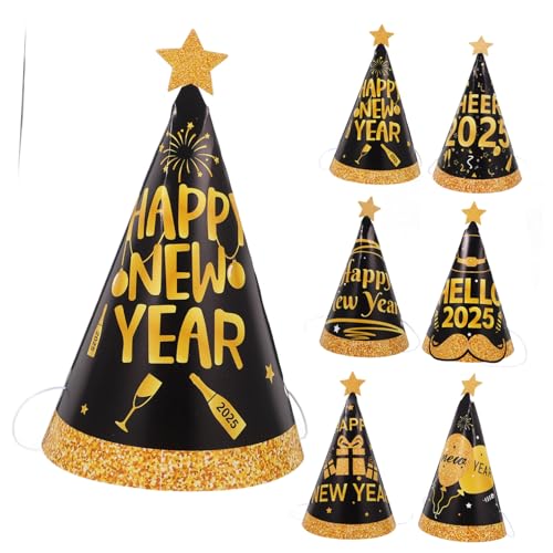 FUNNETOYU 6 Stück Neujahrs Partyhüte Kegelhüte aus Papier mit Goldglitzer Leicht und Schnell Zusammenzubauen für Silvester Feier Fotorequisiten und Partydekoration FUNNETOYU 6 Stück Neujahrs Partyhüte Kegelhüte aus Papier mit Goldglitzer Leicht und Schnell Zusammenzubauen für Silvester Feier Fotorequisiten und Partydekoration von FUNNETOYU