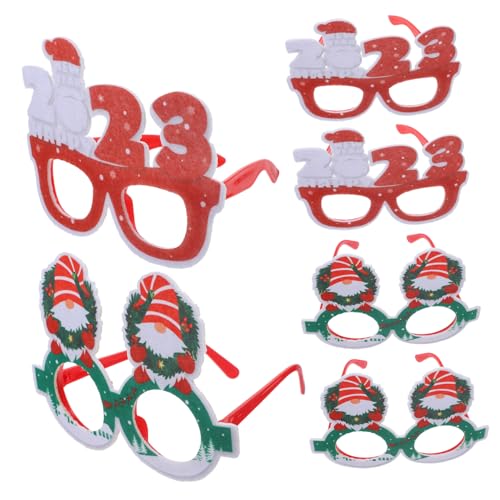 FUNNETOYU 6 Stück Party-brillengestell Brillen Zu Weihnachten Weihnachtsbaum Christbaumschmuck Tür Weihnachtsbrille Quaste Neujahrsbrille Weihnachts- Ornamente Dekoration Plastik von FUNNETOYU