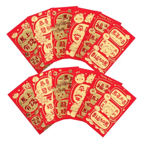 FUNNETOYU 60 Stück Glücksgeldumschläge Chinesische Hong Bao Chinesische Neujahrsumschläge Glücksgeldpaket Neujahrsgeldumschläge Bargeldumschläge Frühlingsfest Hongbao Papier Rot von FUNNETOYU