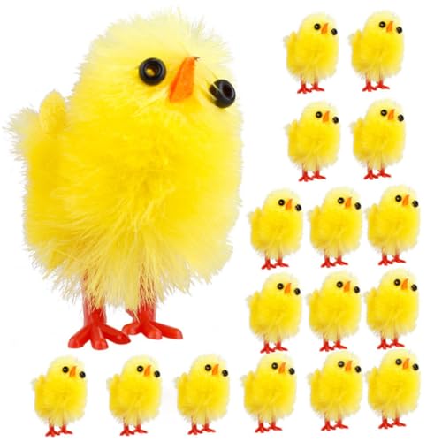 FUNNETOYU 60 Stück Hähnchendekorative Requisiten Liebenswert Mini easter egg decoration easter presents Verzierung in Kükenform Küken Osterdeko Chemiefaser und Kunststoff Yellow von FUNNETOYU