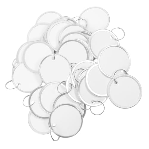 FUNNETOYU 60 Stück Runde Beschreibbare Schlüsselanhänger mit Aluminiumrand Doppelseitige Papieretiketten Stabile Schlüsselringe für Auto Türschlüssel Leichte Markierungsetiketten zur von FUNNETOYU