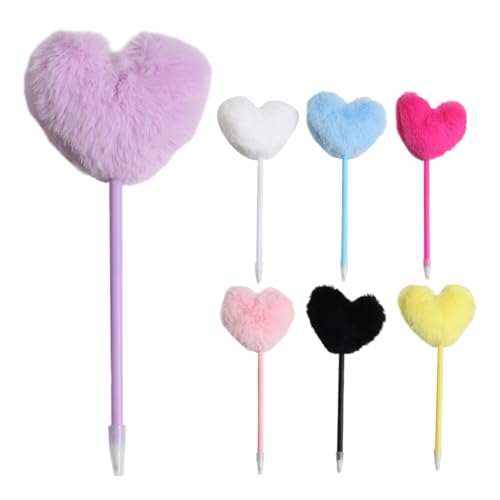 FUNNETOYU 7 Stück Bunte Herz Kugelschreiber Teiliges Flauschige Pom Pom Design Lustige Schreibgeräte für Schule und Büro als für Mädchen und Studenten FUNNETOYU 7 Stück Bunte Herz Kugelschreiber Teiliges Flauschige Pom Pom Design Lustige Schreibgeräte für Schule und Büro als für Mädchen und Studenten von FUNNETOYU