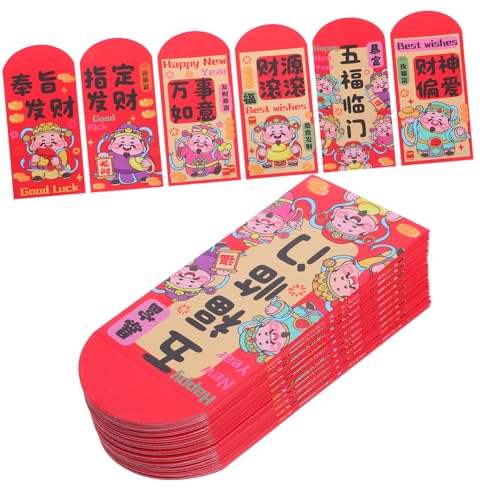 FUNNETOYU 72 Stück Rote Umschläge Jahr Des Pferdes Rote Brieftaschen aus Papier für Chinesisches Neujahr Frühlingsfest Familienfeiern mit Lebendigem Design und Traditionellem Muster von FUNNETOYU