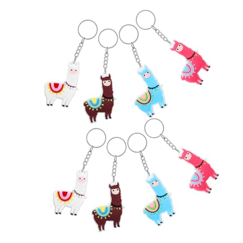 FUNNETOYU 8 Stück Alpaka-Schlüsselanhänger dekoration Niedlicher Schlüsselanhänger Festlicher Schlüsselanhänger Tier Anhänger Alpaka-Armband Cartoon -Schlüsselbund Rostfreier Stahl von FUNNETOYU
