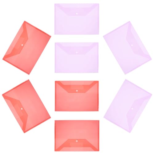 FUNNETOYU 8 Stück Dokumentenmappe Teilig Transparente Kunststoff Dateiordner mit Druckknopfverschluss für Aufbewahrung von Dokumenten Rechnungen und von FUNNETOYU